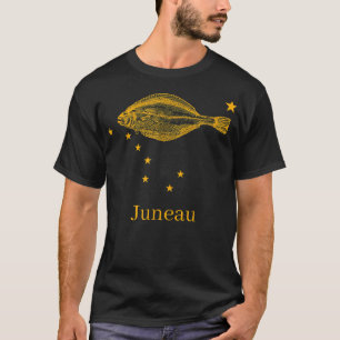 Juneau Alaska State Flag Halibut Fishing T-Shirt