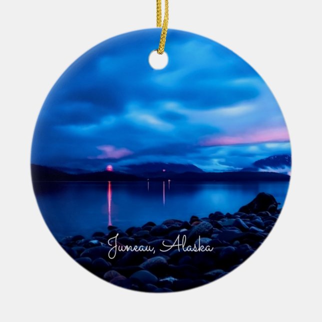 Juneau, Alaska sunset Ceramic Tree Decoration (Front)