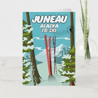 Juneau Alaska To Ski Foil Greeting Card