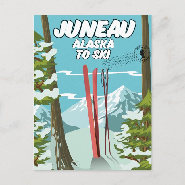Juneau Alaska To Ski Postcard (Front)