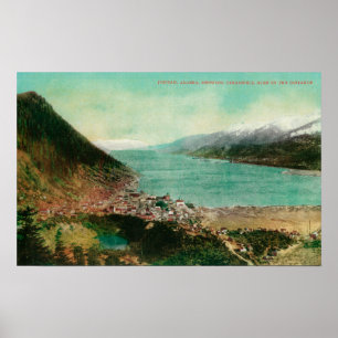 Juneau, Alaska Town View with Treadwell Mine in Poster