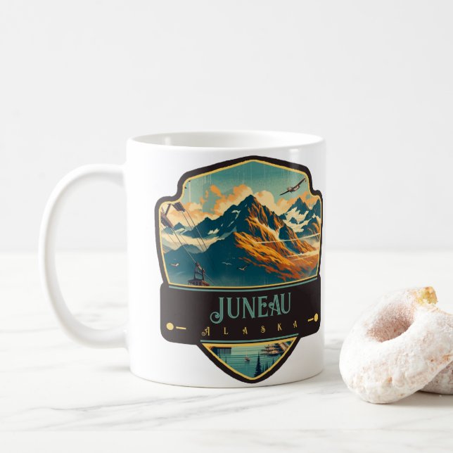 Juneau, Alaska | Vintage Coffee Mug (With Donut)