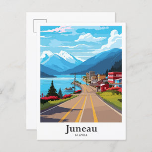 Juneau Alaska Vintage Travel Illustration Postcard