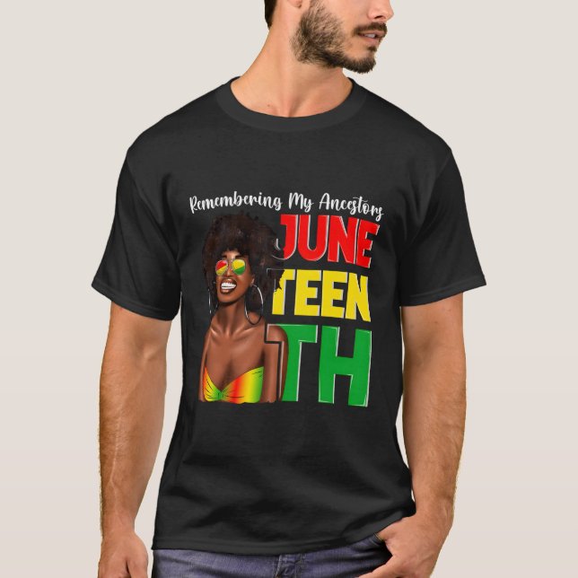 Junenth Black Remembering My Ancestors African T-Shirt (Front)