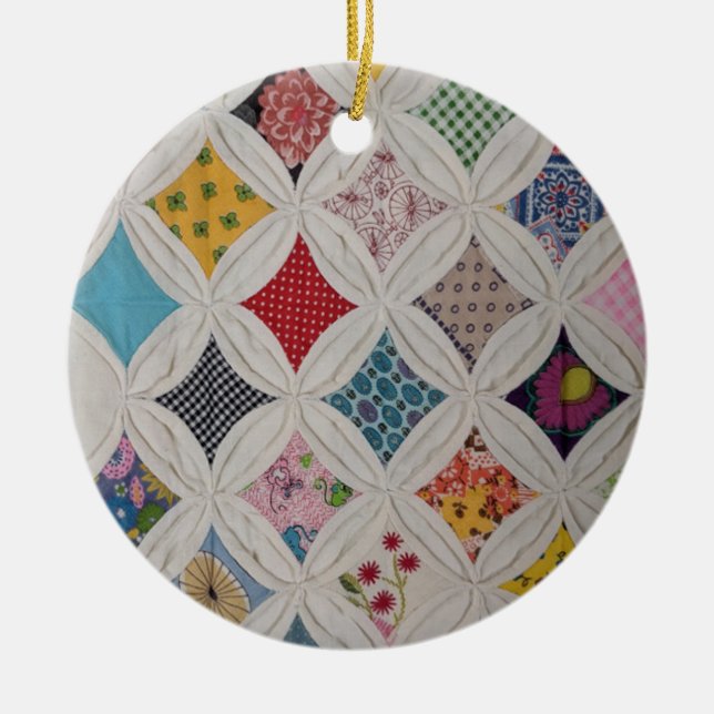 June's cathedral window quilt ornament (Front)