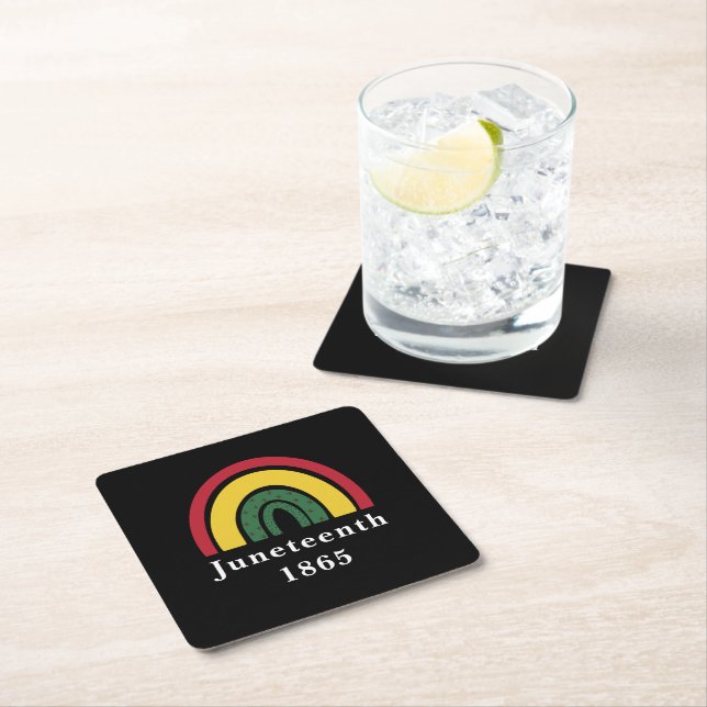 Juneteenth 1865 African American Black History Square Paper Coaster (Insitu)