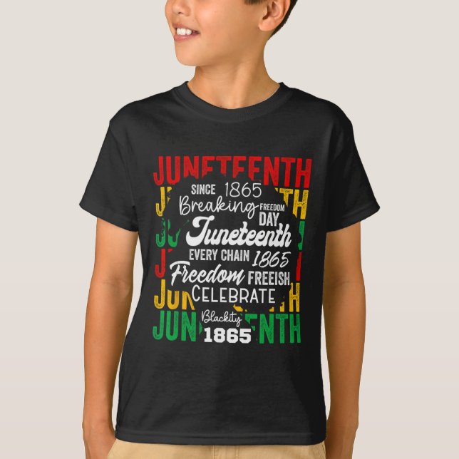 Juneteenth 1865 Afro Freedom Breaking Chains Freei T-Shirt (Front)