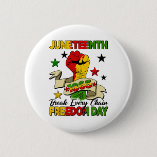 Juneteenth 1865 Black History Break Every Chain Fr 6 Cm Round Badge