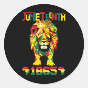 Juneteenth 1865 Black King Lion Celebrating Black Classic Round Sticker