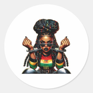 Juneteenth 1865 Breaking Every Chain African Locs Classic Round Sticker
