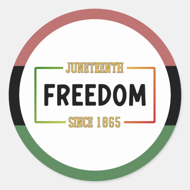 Juneteenth 1865 Celebrating Black Freedom Classic Round Sticker (Front)