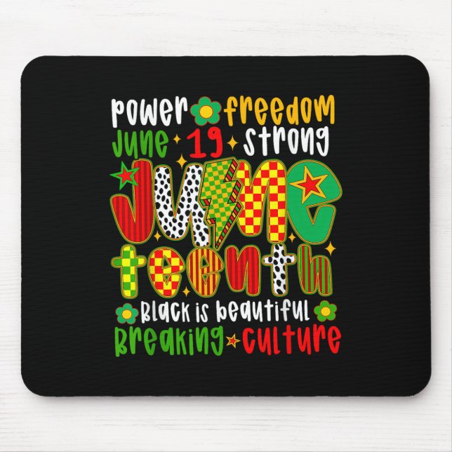 Juneteenth 1865 Emancipation Day Retro Afro Black  Mouse Mat (Front)