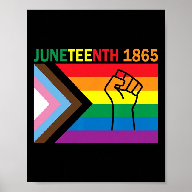 Juneteenth 1865 Fist Rainbow Flag Gay Pride Month  Poster (Front)