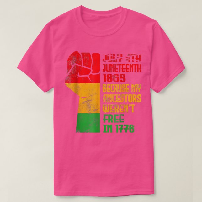 Juneteenth 1865 Freedom Pride Fist Black African F T-Shirt (Design Front)