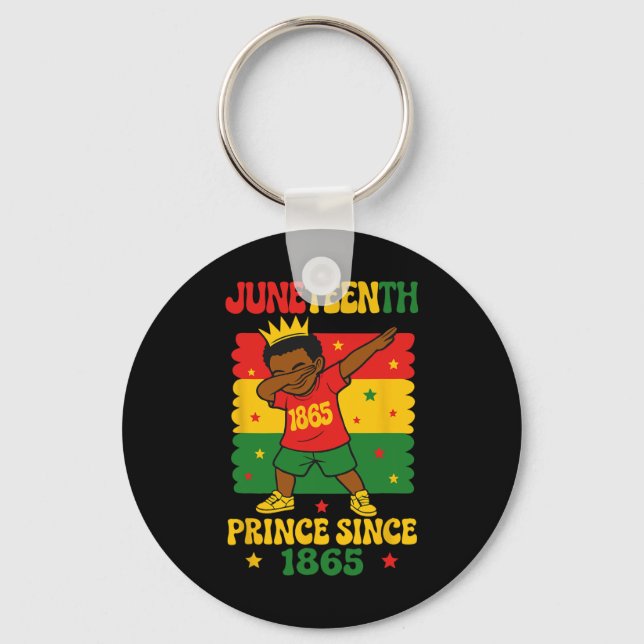 Juneteenth 1865 Groovy Toddler Boy Dabbing Prince  Key Ring (Front)