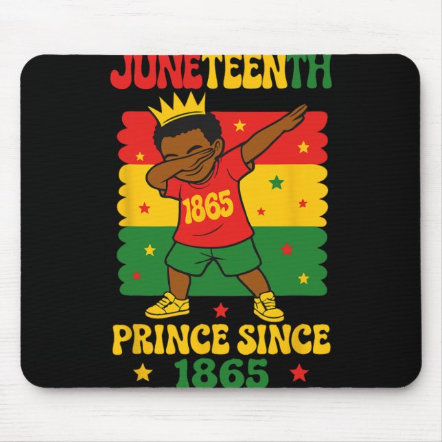 Juneteenth 1865 Groovy Toddler Boy Dabbing Prince  Mouse Mat (Front)