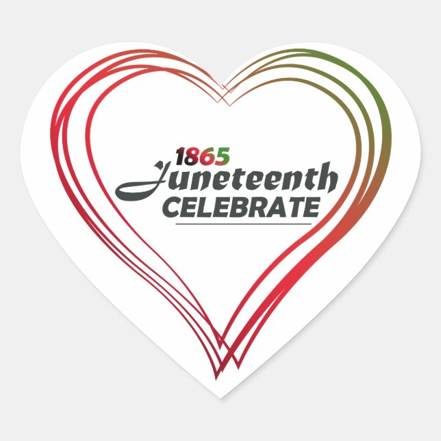 Juneteenth 1865 heart sticker (Front)