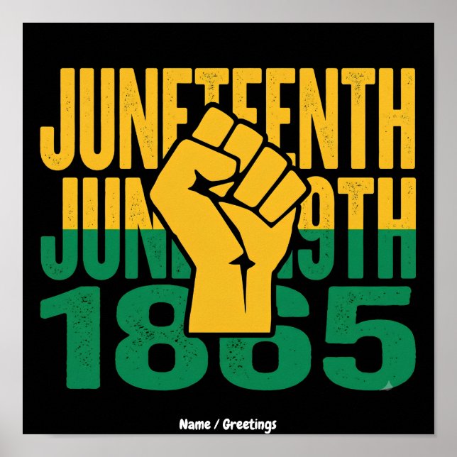 Juneteenth 1865 June 19th Black Freedom Graphic De Poster (Front)