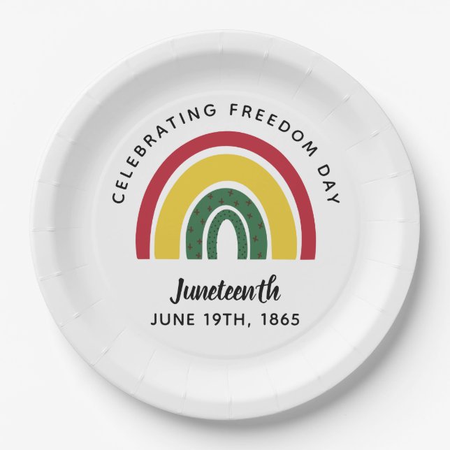 Juneteenth 1865 Rainbow Celebrating Freedom Day Paper Plate (Front)