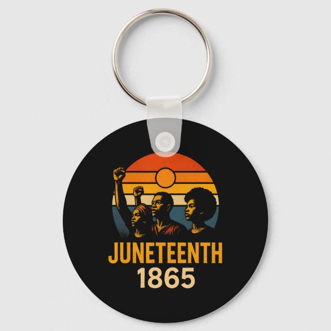 Juneteenth 1865 Retro Sunset Black History And Afr Key Ring (Front)