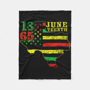 Juneteenth 1865 Texas Map American Flag Afro Men W Fleece Blanket