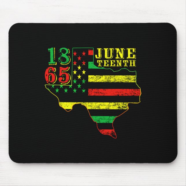 Juneteenth 1865 Texas Map American Flag Afro Men W Mouse Mat (Front)