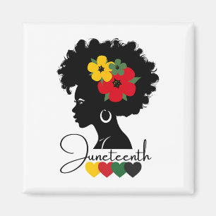 Juneteenth African American Woman Freedom Day Silh Magnet