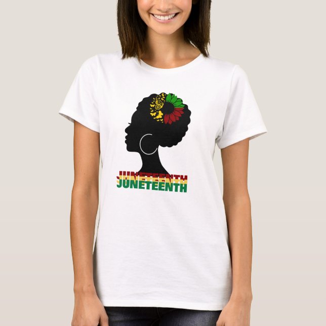 juneteenth African Sunflower black freedom Afro T-Shirt (Front)
