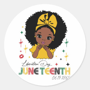 Juneteenth Afro Girl Black Woman Classic Round Sticker