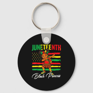 Juneteenth afro girl dabbing black princess kids key ring