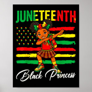 Juneteenth afro girl dabbing black princess kids poster