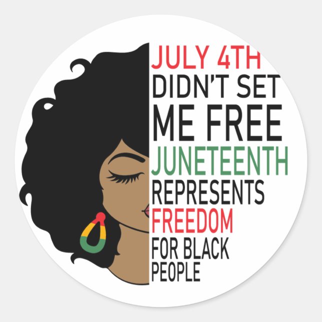 Juneteenth Afro Woman Black Girl Classic Round Sticker (Front)