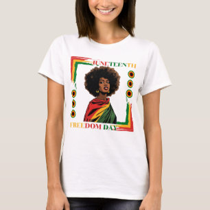 Juneteenth  afro woman draped in freedom flag T-Shirt