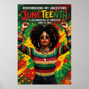 Juneteenth Afro Woman , Melanin Black Girl Poster
