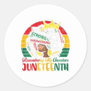 Juneteenth Afro Woman Remembering Ancestors Girls  Classic Round Sticker