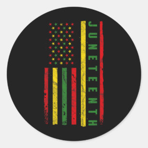 Juneteenth American Flag Emancipation Melanin Blac Classic Round Sticker