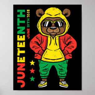 Juneteenth Bear African American Toddler Girls Boy Poster