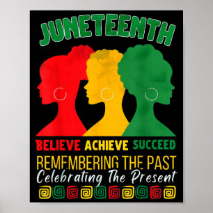 Juneteenth Believe Achieve Succeed Afro Black Hist Poster