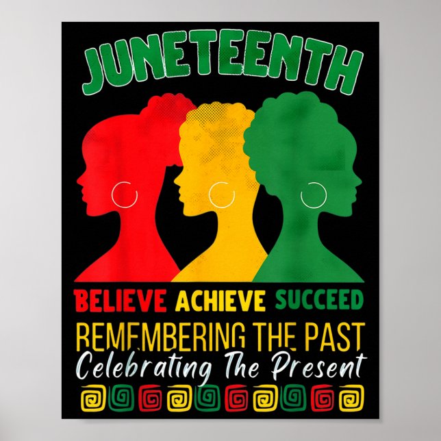 Juneteenth Believe Achieve Succeed Afro Black Hist Poster (Front)