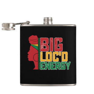 Juneteenth Big Loc'd Energy Black Freedom Hip Flask