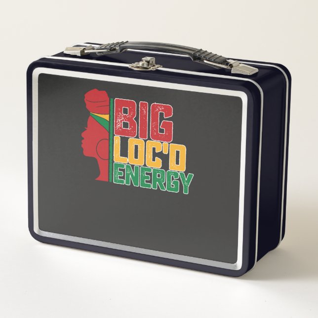 Juneteenth Big Loc'd Energy Black Freedom Metal Lunch Box (Front)