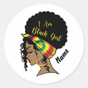 Juneteenth Black Girl Afro Woman Classic Round Sticker