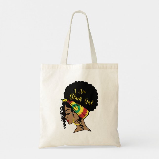 Juneteenth Black Girl Afro Woman Tote Bag (Back)