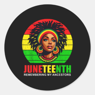 Juneteenth Black Girl Women Remember My Ancestors Classic Round Sticker