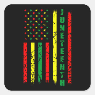Juneteenth Black History Colourful American Flag Square Sticker