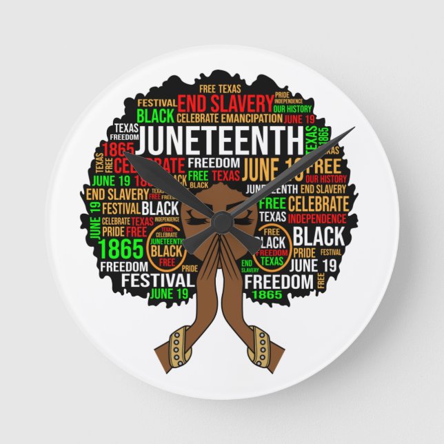 Juneteenth, black history month, kwanza, melanin, round clock (Front)