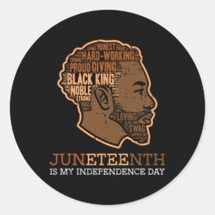Juneteenth Black King Independence Day Melanin Dad Classic Round Sticker