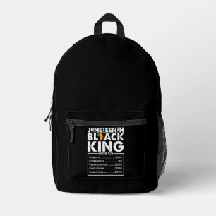 Juneteenth Black King Nutritional Facts Melanin Printed Backpack