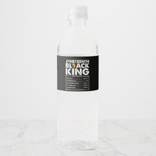 Juneteenth Black King Nutritional Facts Melanin  Water Bottle Label