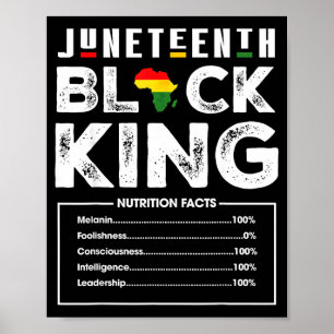Juneteenth black king nutritional facts men boys poster